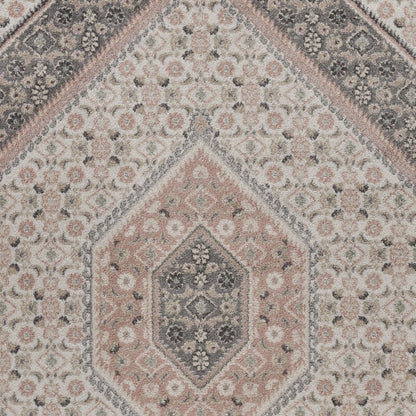 8' X 10' Gray and Soft Pink Traditional Area Rug