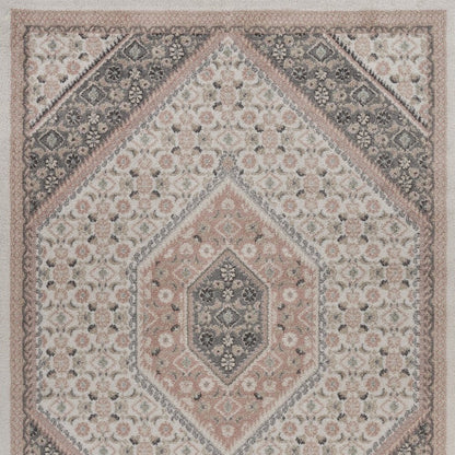 8' X 10' Gray and Soft Pink Traditional Area Rug