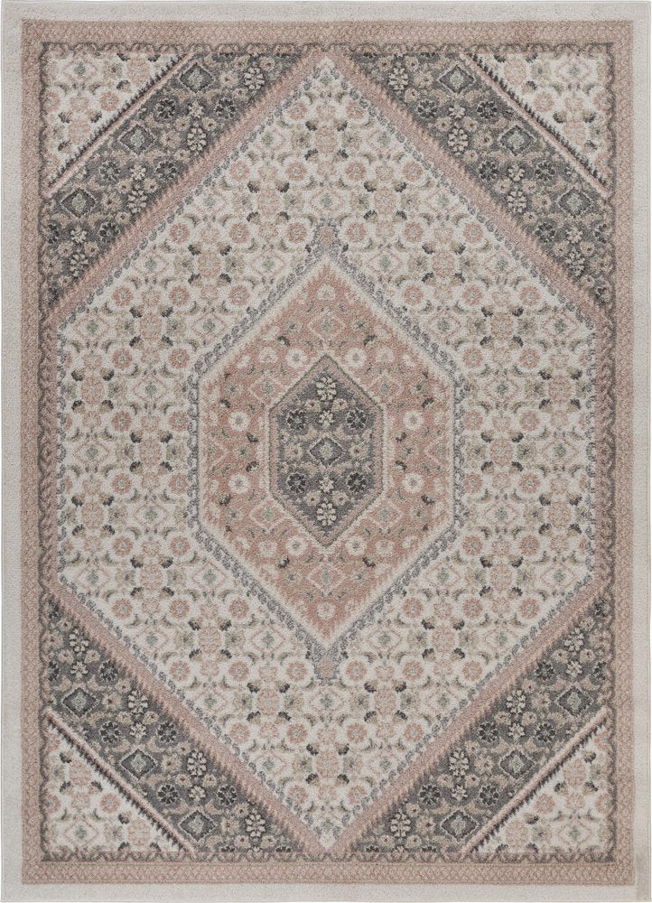 8' X 10' Gray and Soft Pink Traditional Area Rug