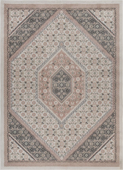 8' X 10' Gray and Soft Pink Traditional Area Rug