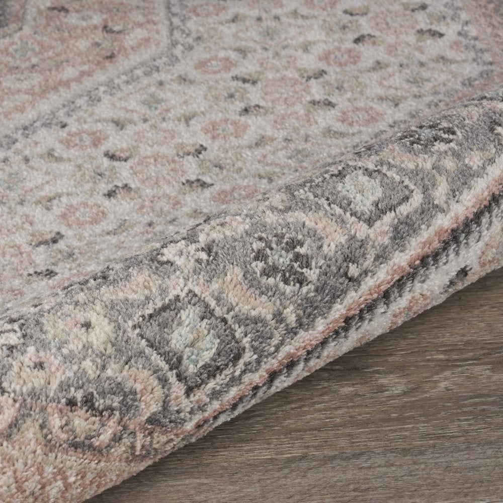 8' X 10' Gray and Soft Pink Traditional Area Rug