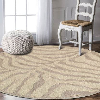 5’ x 8' Taupe Zebra Pattern Area Rug