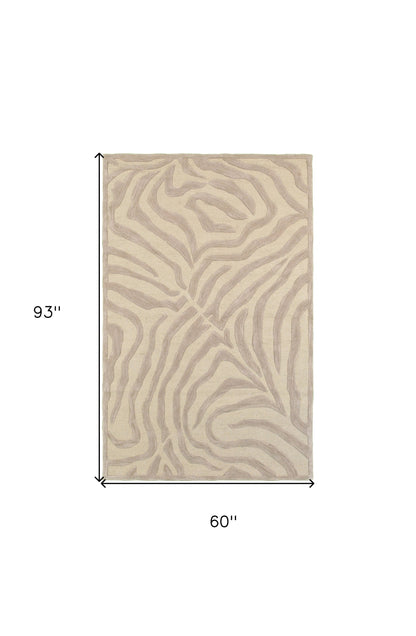 5’ x 8' Taupe Zebra Pattern Area Rug