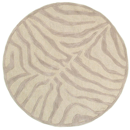 3' Round Taupe Zebra Pattern Area Rug