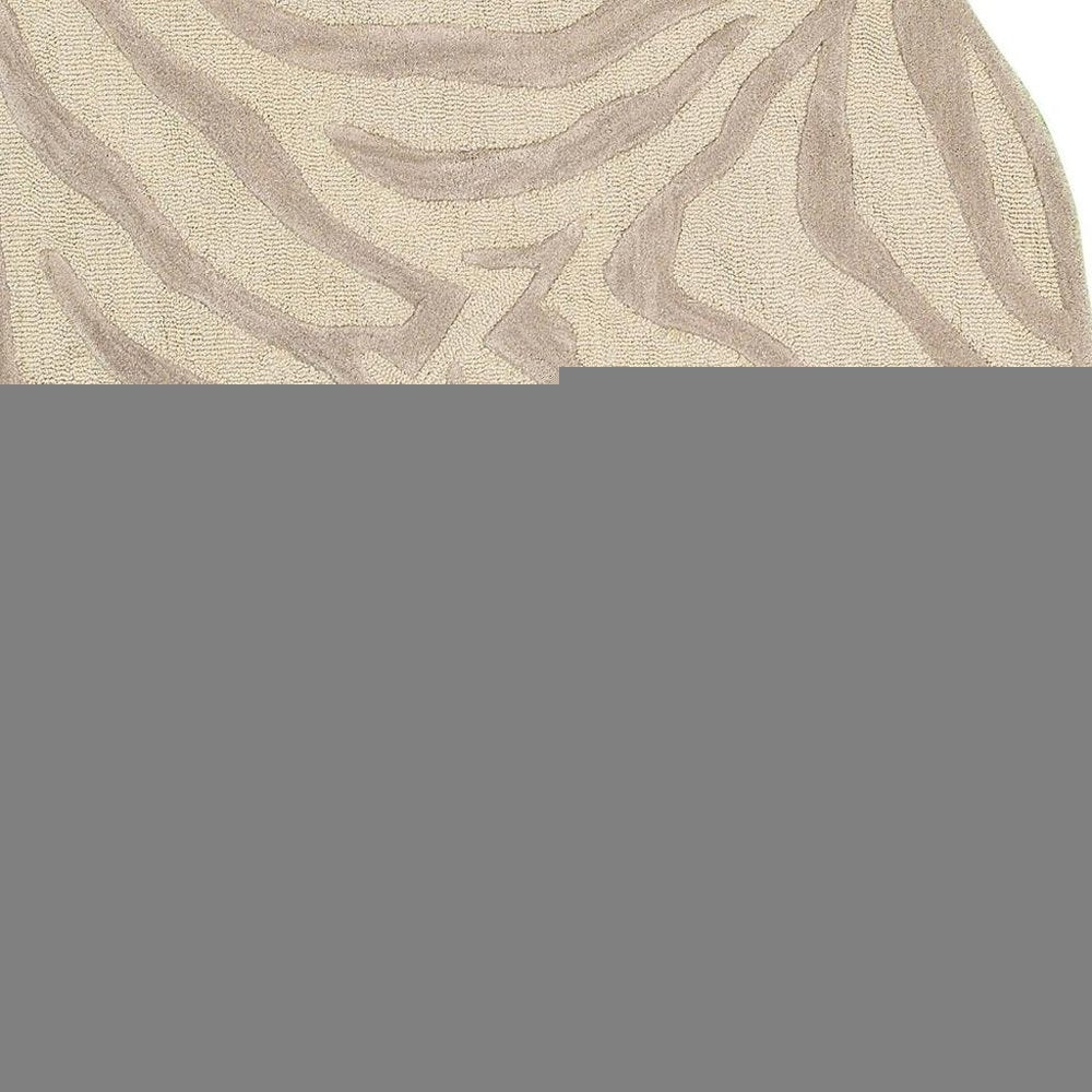 8’ Round Taupe Zebra Pattern Area Rug