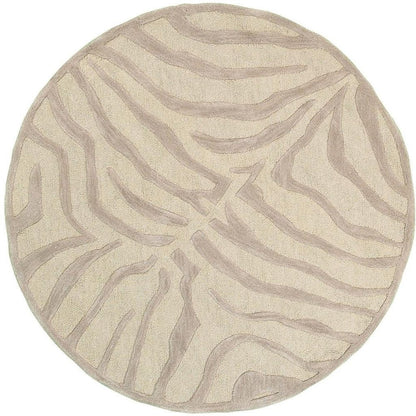 8’ Round Taupe Zebra Pattern Area Rug