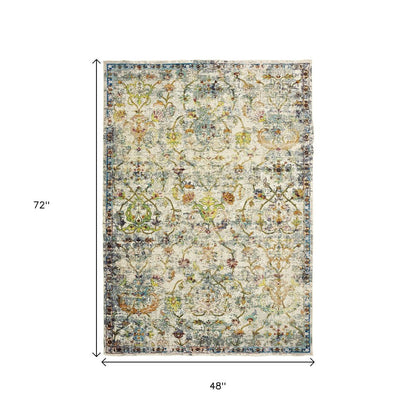 4' X 6' Beige Abstract Garden Area Rug