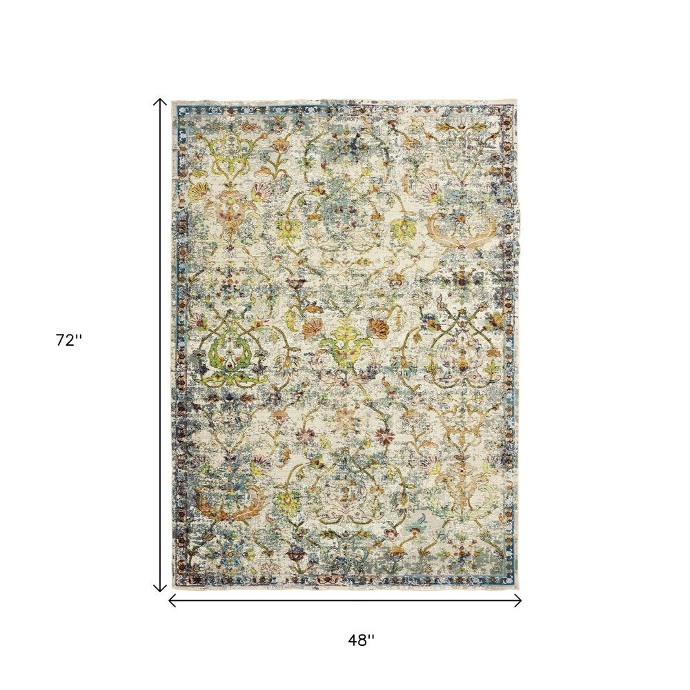 4' X 6' Beige Abstract Garden Area Rug