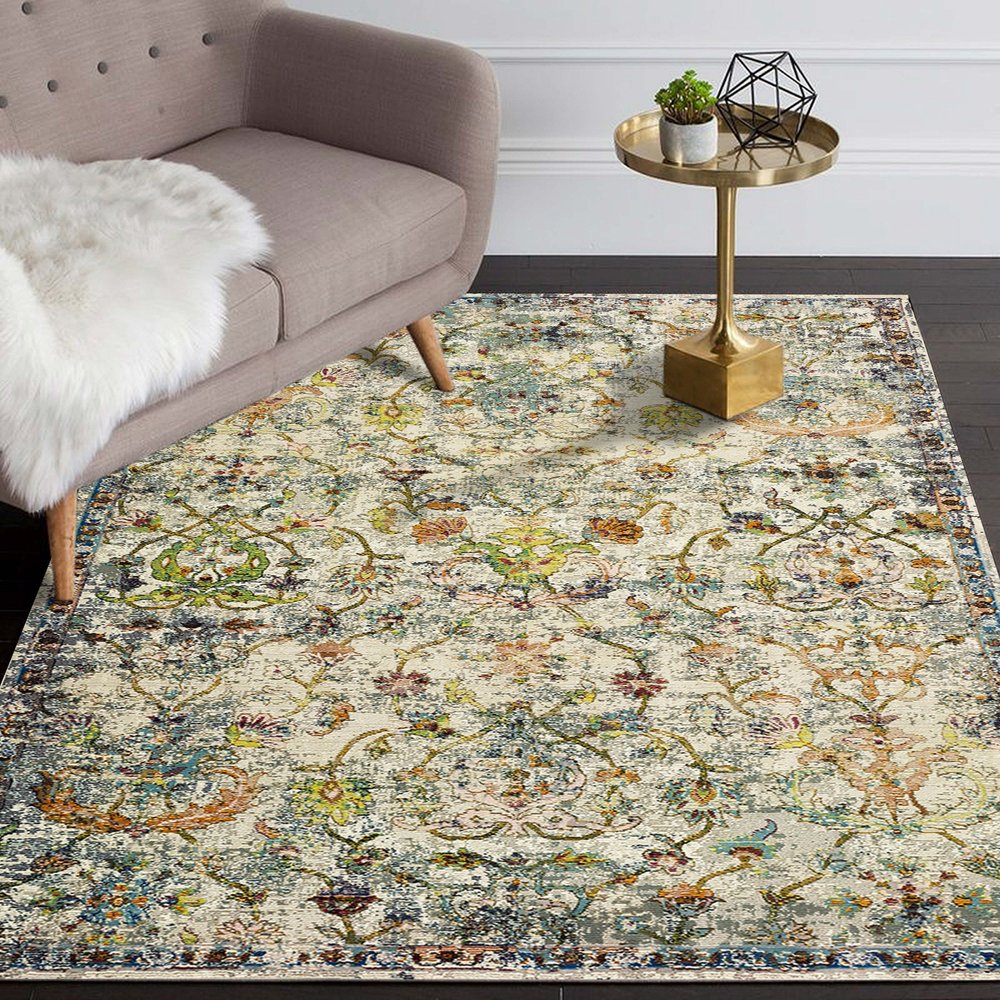 4' X 6' Beige Abstract Garden Area Rug