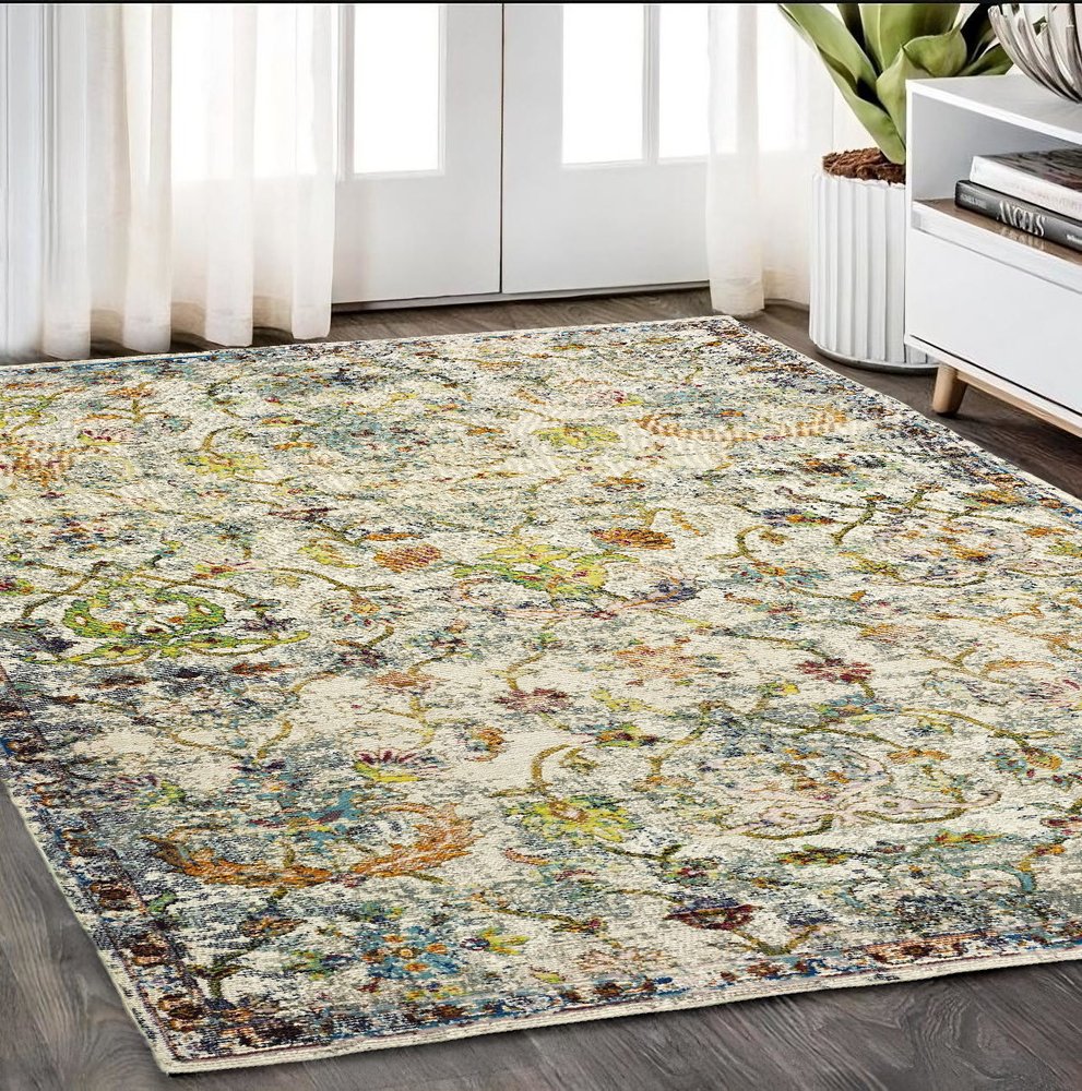 4' X 6' Beige Abstract Garden Area Rug