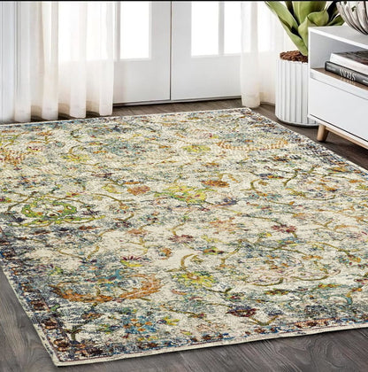4' X 6' Beige Abstract Garden Area Rug