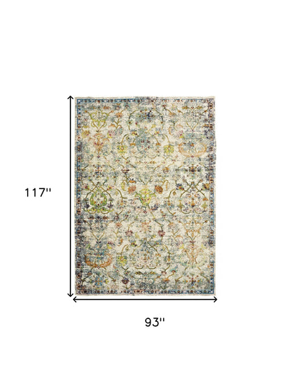 5' X 8' Beige and Ivory Area Rug