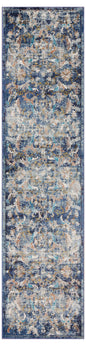 8' X 10' Blue and White Jacobean Pattern Area Rug