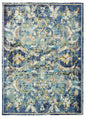 5' X 8' Blue and White Jacobean Pattern Area Rug