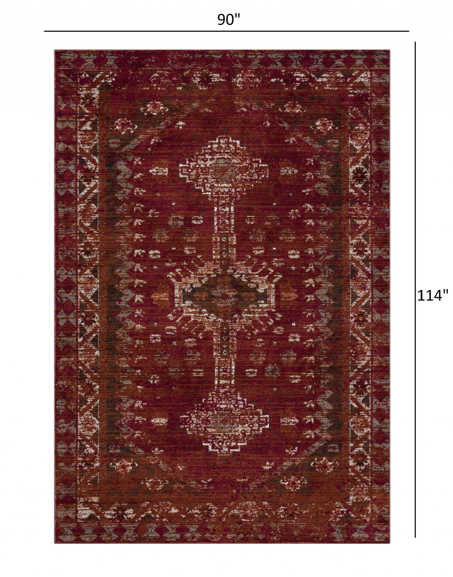 8' X 10' Deep Red Traditional Area Rug