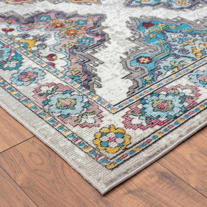 5' X 8' Blue Traditional Floral Motifs Area Rug