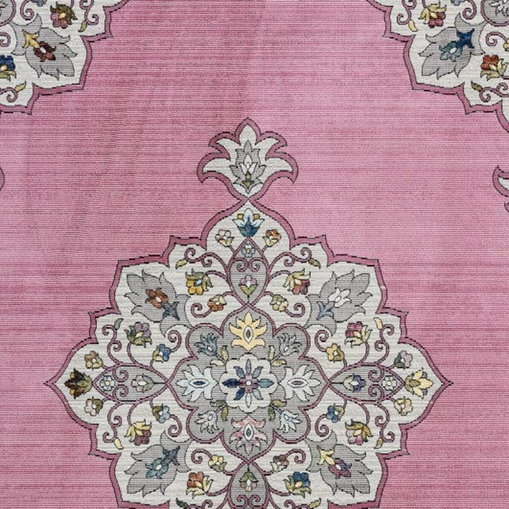 8' X 10' Pink Traditional Medallion Area Rug