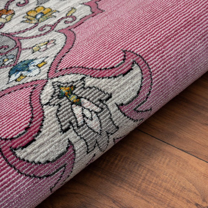 8' X 10' Pink Traditional Medallion Area Rug
