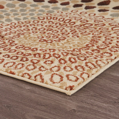 5' X 7' Cream and Brown Swirls Area Rug