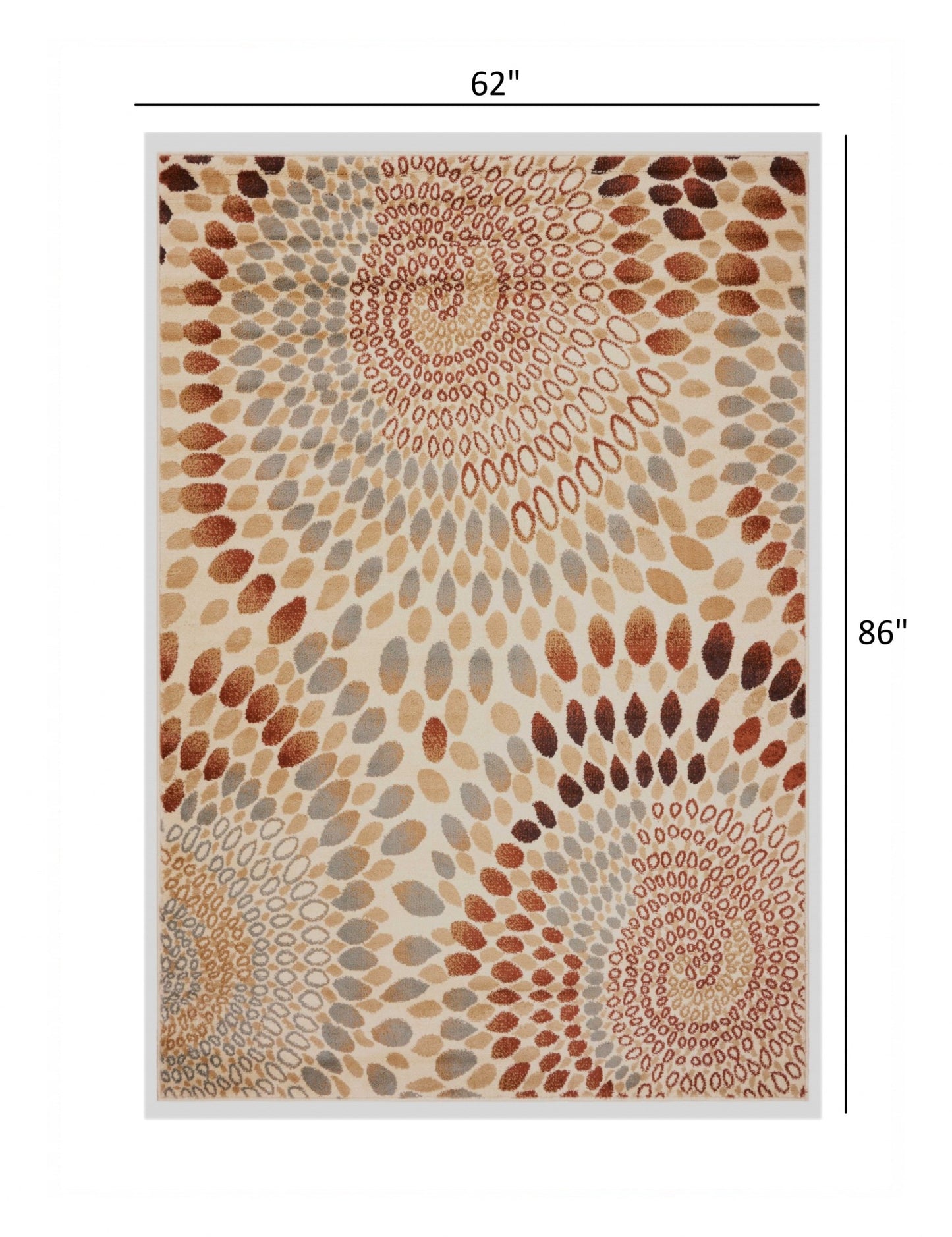 5' X 7' Cream and Brown Swirls Area Rug