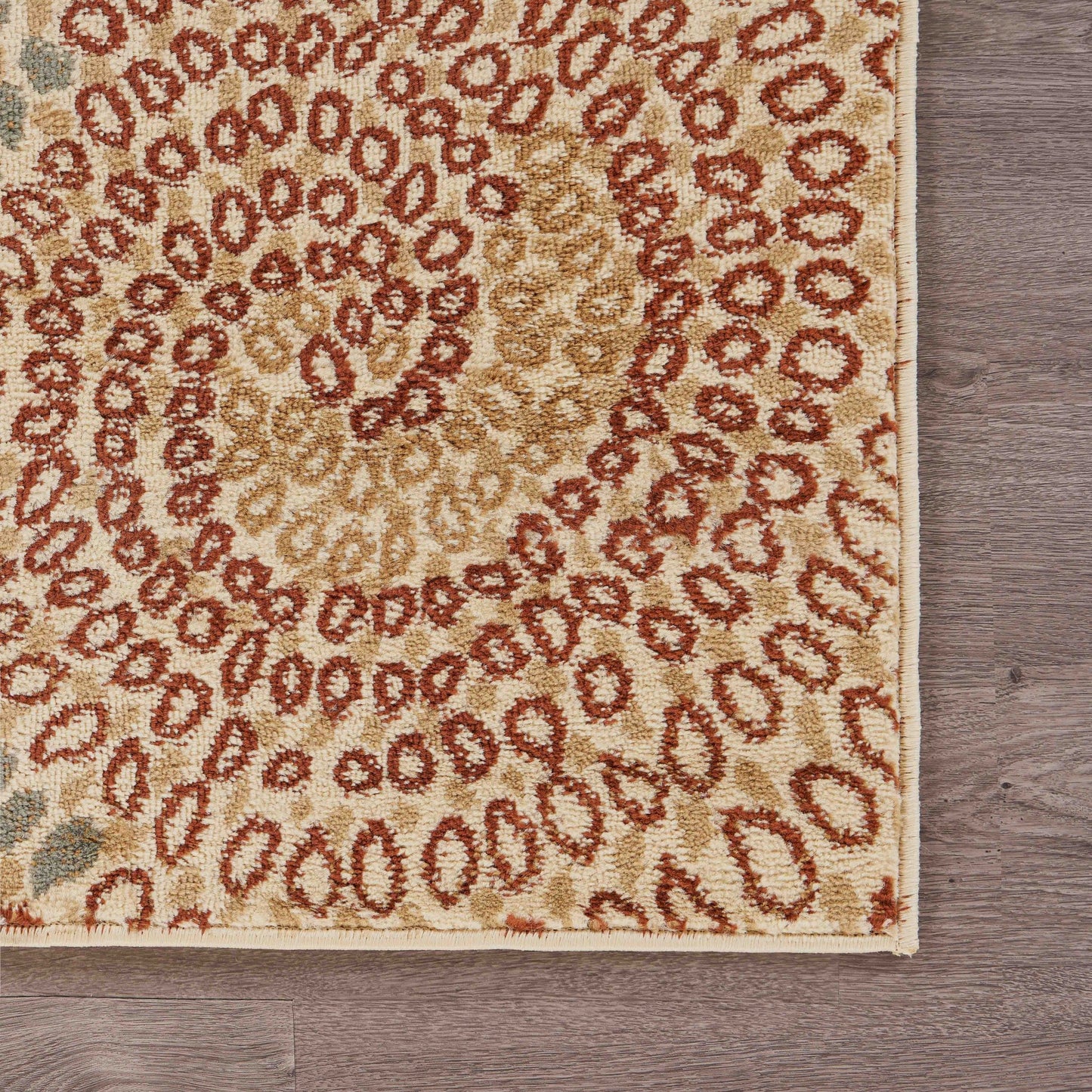 5' X 7' Cream and Brown Swirls Area Rug