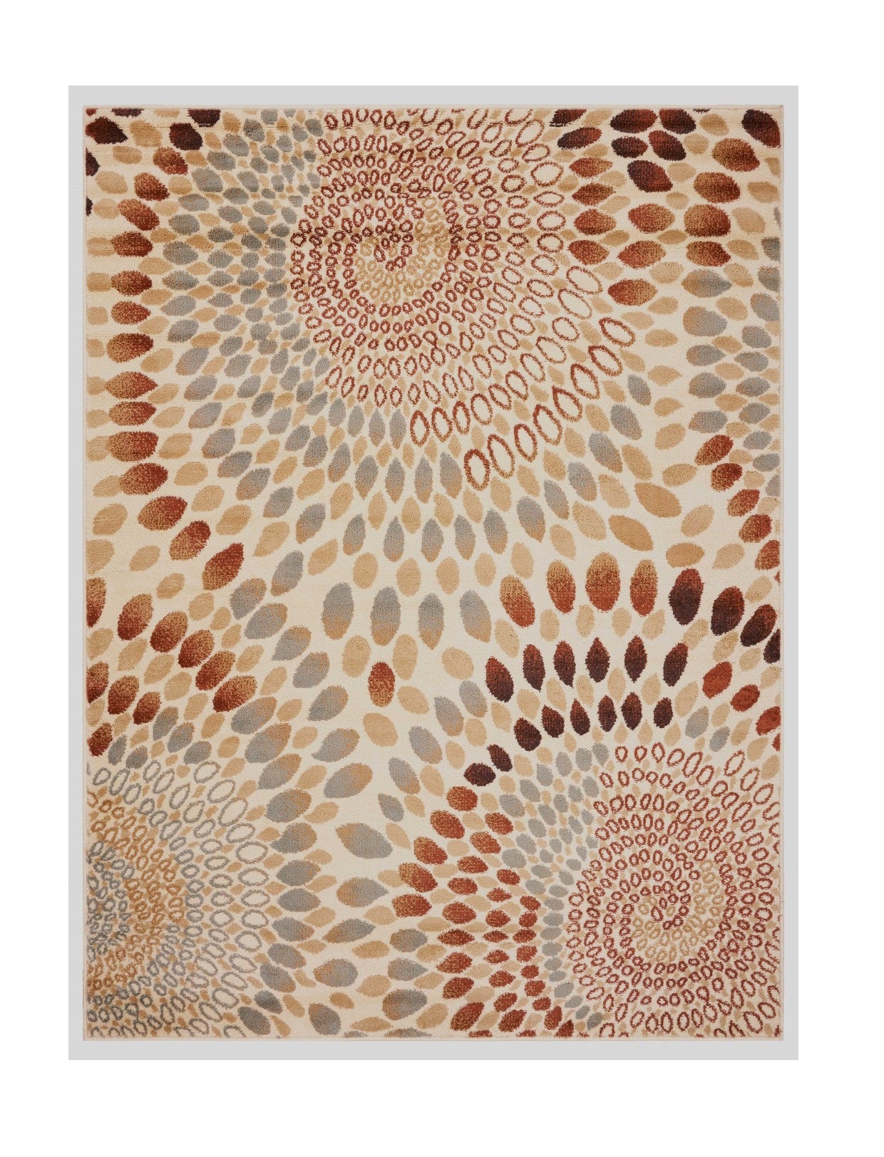 5' X 7' Cream and Brown Swirls Area Rug