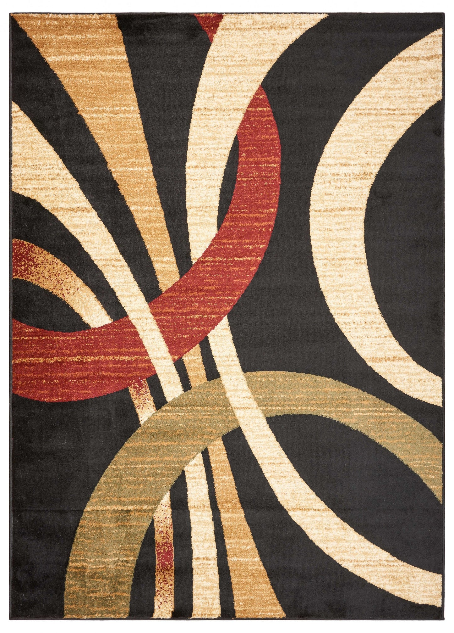 5' X 7' Black Abstract Geometric Area Rug