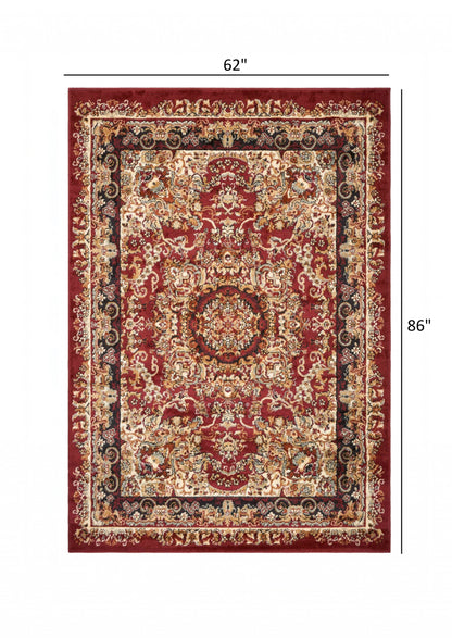 5' X 7' Red Royal Medallion Area Rug