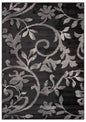 5' X 7' Black Gray and White Floral Vines Area Rug