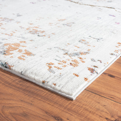 5' X 8' White Abstract Marble Area Rug