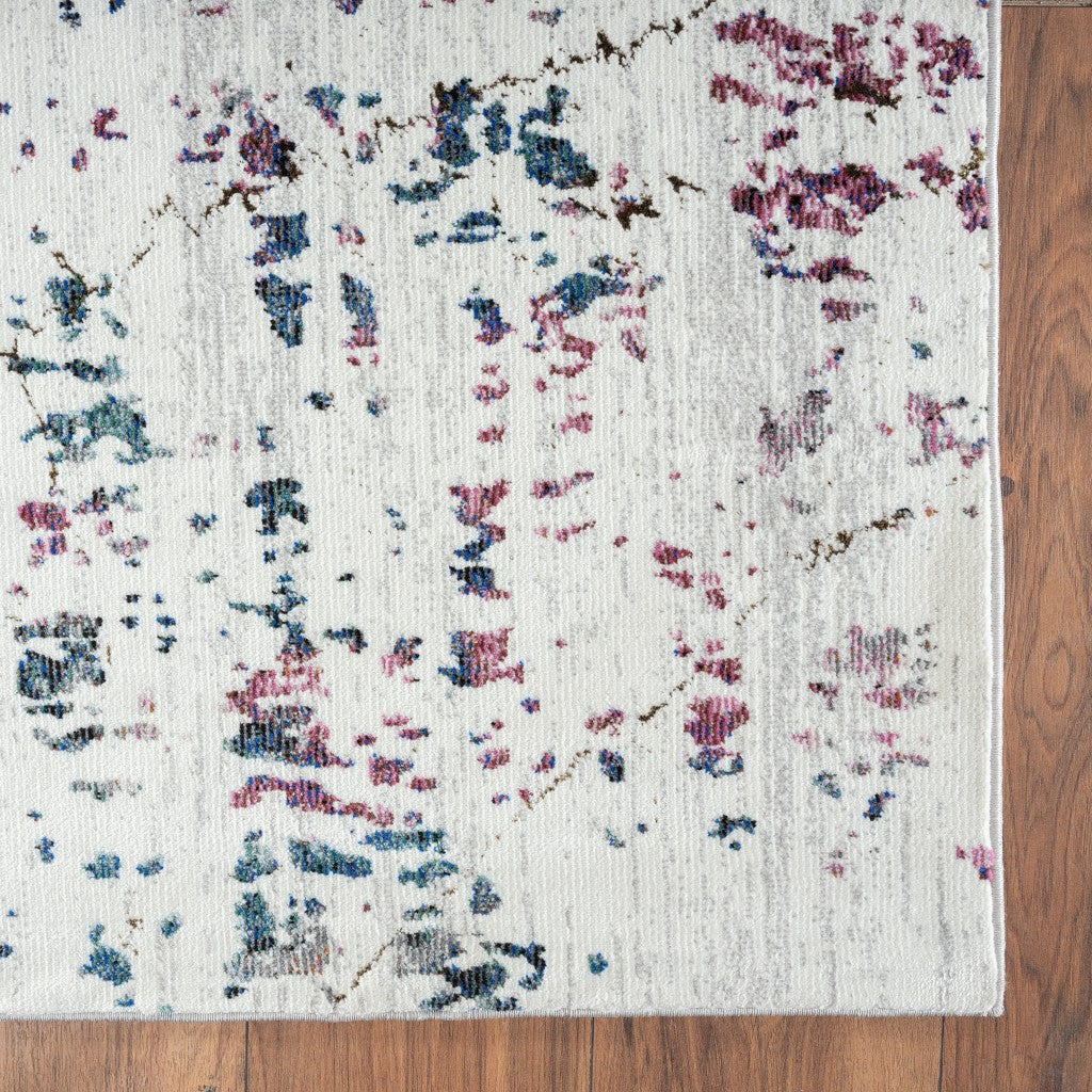 5' X 8' White Abstract Marble Area Rug