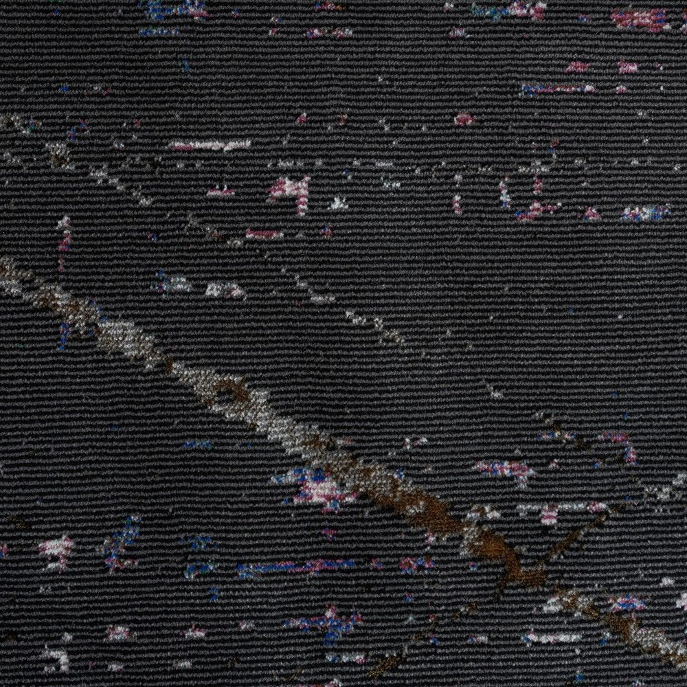 5' X 8' Distressed Black Abstract Area Rug