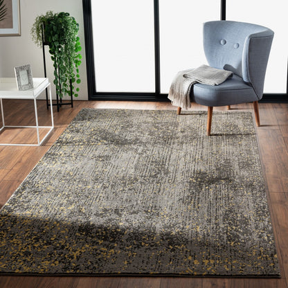 5' X 8' Gray and Yellow Abstract Sprinkle Area Rug