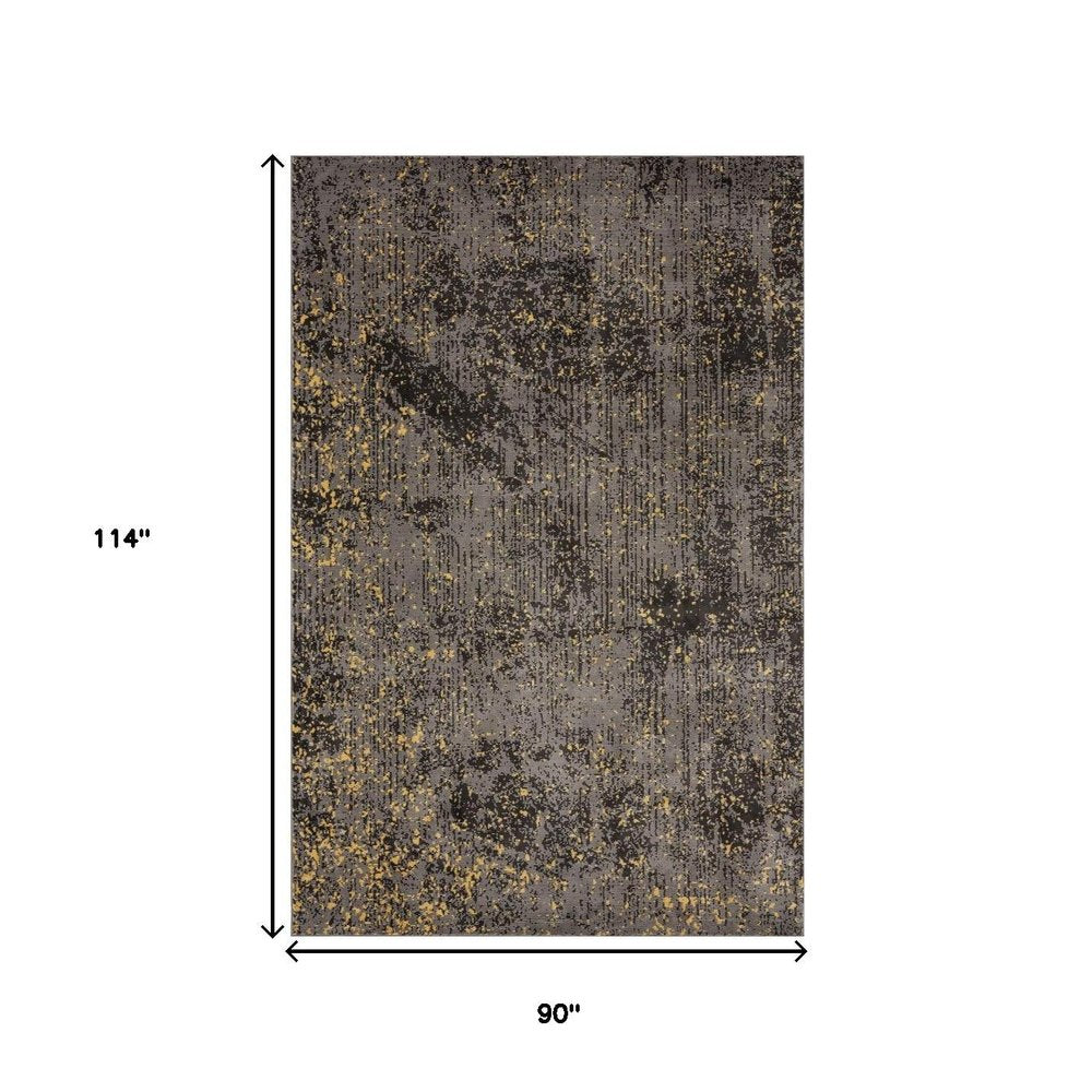 5' X 8' Gray and Yellow Abstract Sprinkle Area Rug