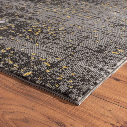 5' X 8' Gray and Yellow Abstract Sprinkle Area Rug