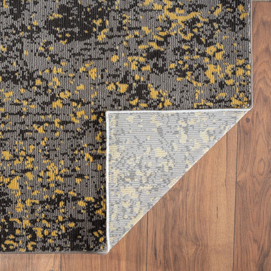 5' X 8' Gray and Yellow Abstract Sprinkle Area Rug