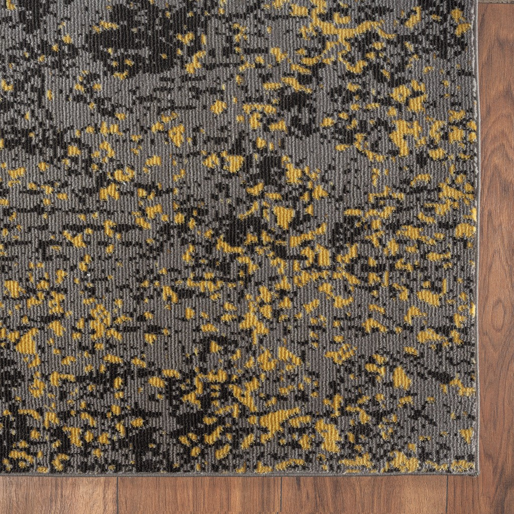 5' X 8' Gray and Yellow Abstract Sprinkle Area Rug