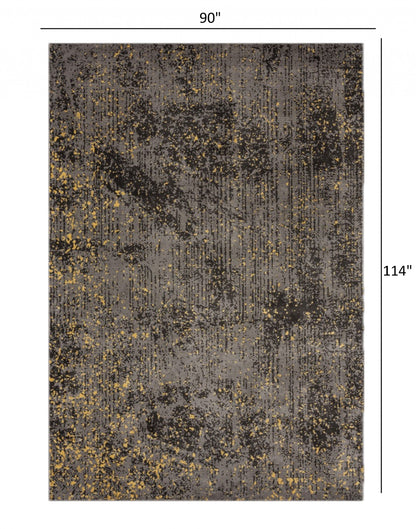 5' X 8' Gray and Yellow Abstract Sprinkle Area Rug