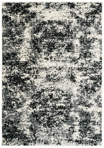 5' X 7' Black and White Abstract Area Rug