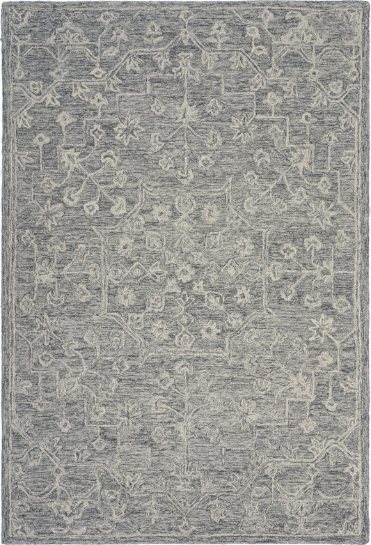 7' x 9' Gray Floral Finesse Area Rug