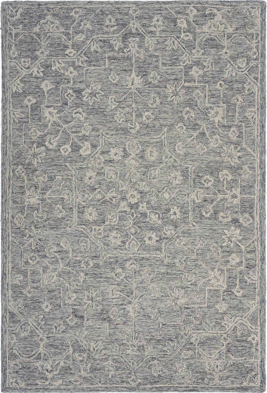 7' x 9' Gray Floral Finesse Area Rug