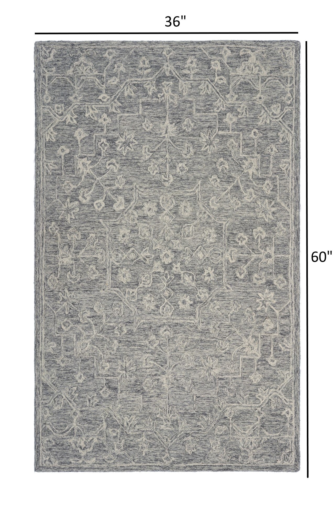 7' x 9' Gray Floral Finesse Area Rug