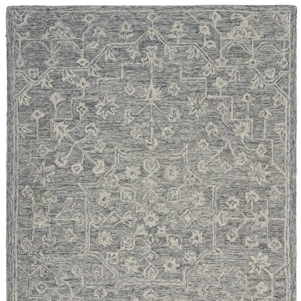 5' X 7' Gray Floral Finesse Area Rug