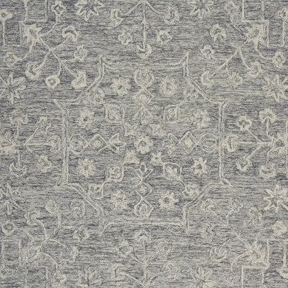 5' X 7' Gray Floral Finesse Area Rug