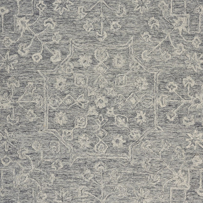 7' x 9' Gray Floral Finesse Area Rug