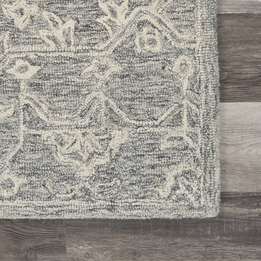 5' X 7' Gray Floral Finesse Area Rug