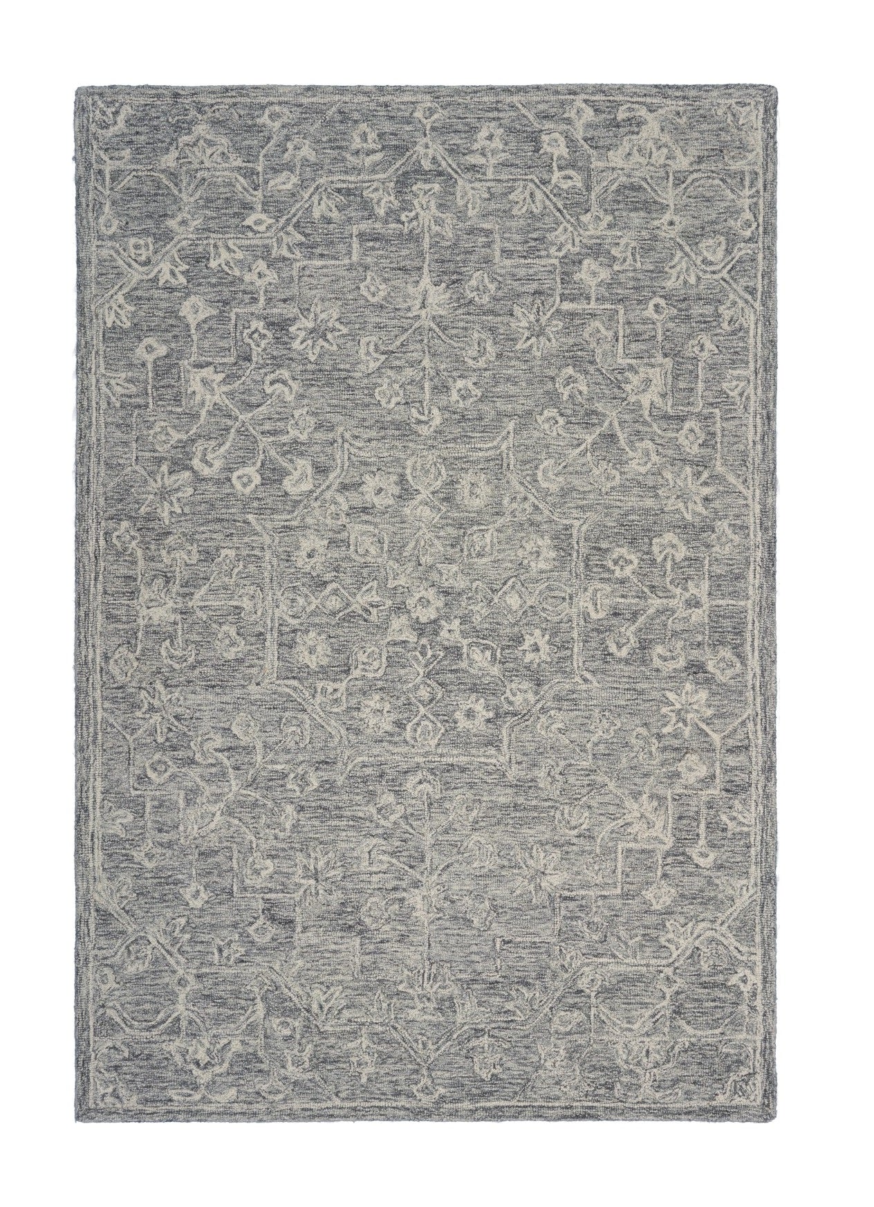 7' x 9' Gray Floral Finesse Area Rug