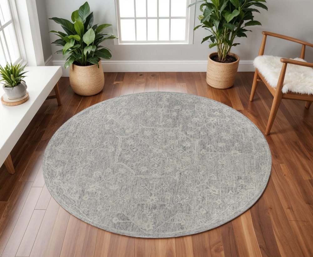 3' x 5' Gray Floral Finesse Area Rug