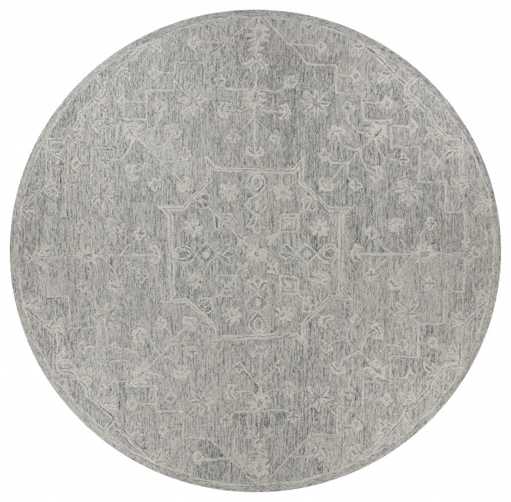 7' x 9' Gray Floral Finesse Area Rug