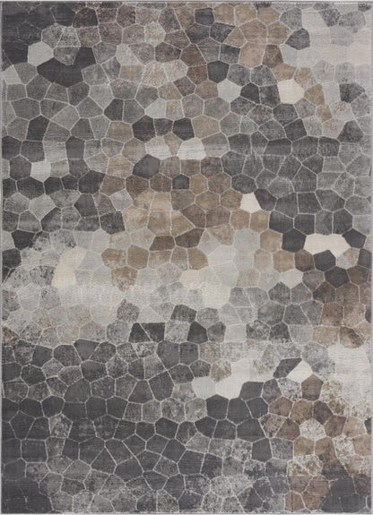 7' X 10' Beige Cobblestone Pattern Area Rug